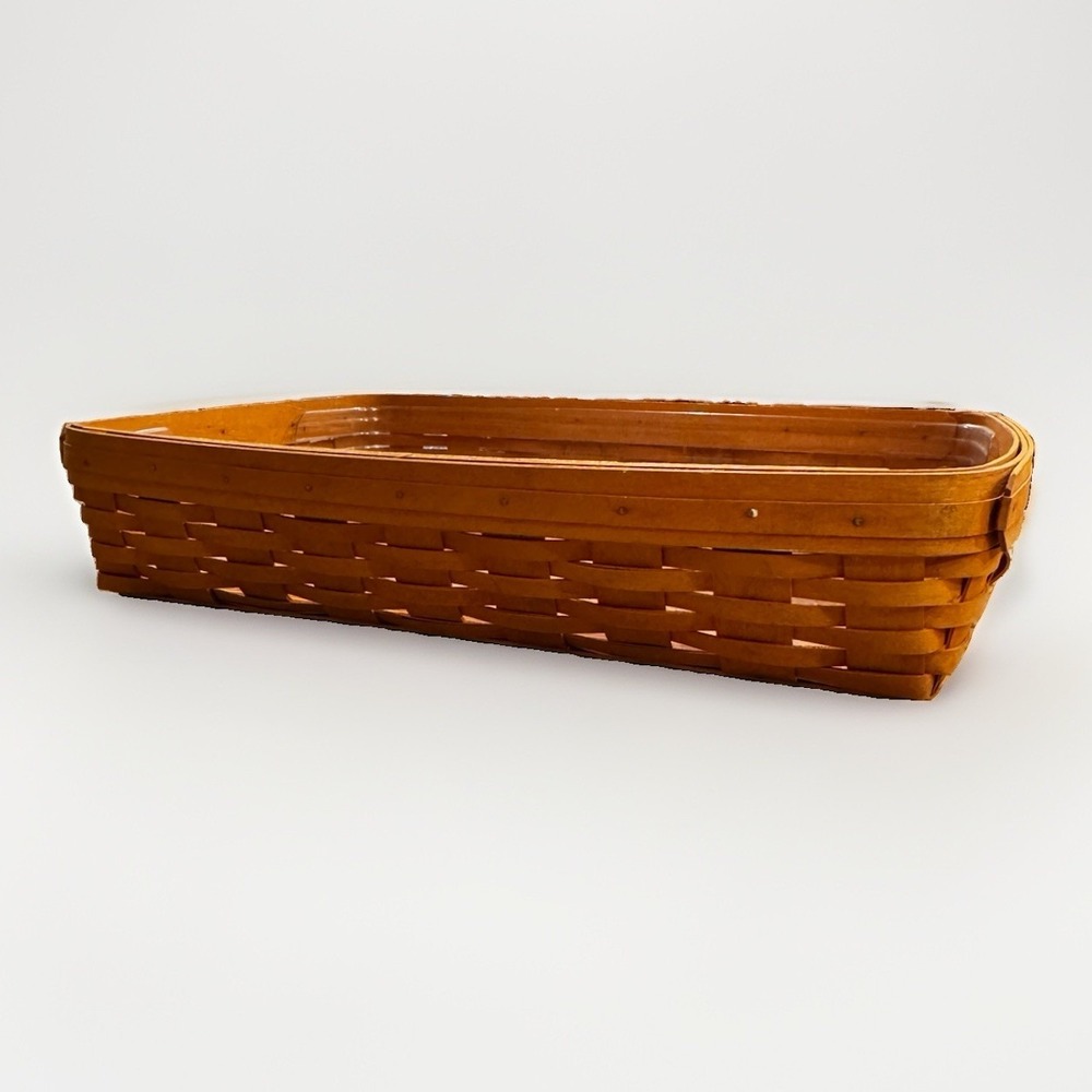 LONGABERGER 1998 Hostess Lg Serving Tray Fruit Basket w/ Plastic Protector 19x14
